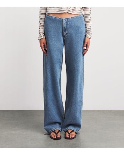 Still Here Blue Drawstring Sport Wide-Leg Jeans