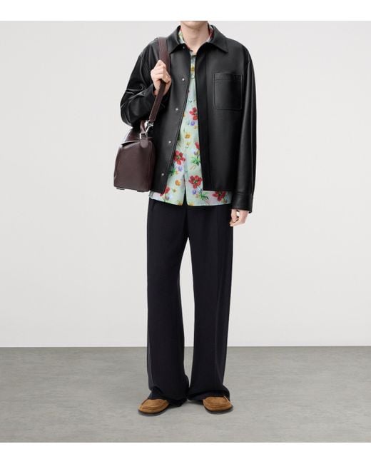 Loewe Black Leather Anagram Overshirt for men