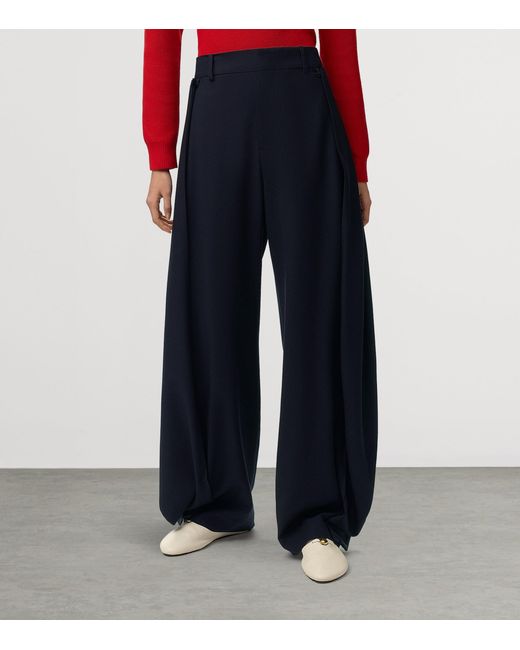 Loewe Blue Wool-Blend Pleated Trousers