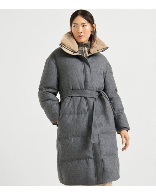 Brunello Cucinelli Gray Virgin Wool Down Puffer Coat