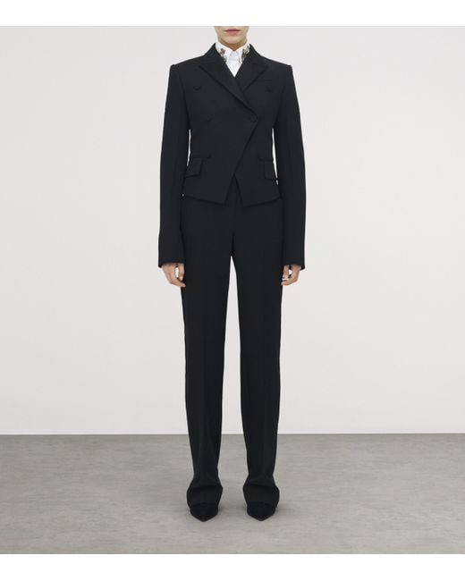 Alexander McQueen Black Wool-Blend Double-Breasted Blazer