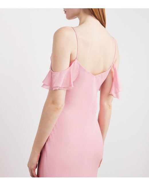 Self-Portrait Pink Flower Georgette Maxi Dress
