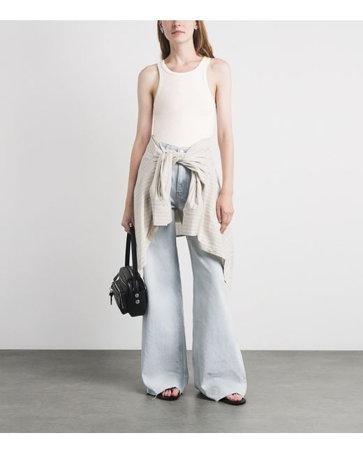 ÉTERNE White Ribbed Tank Top