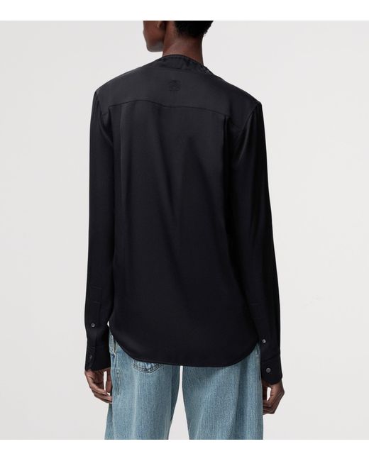 Loewe Black Silk-Blend Satin Blouse
