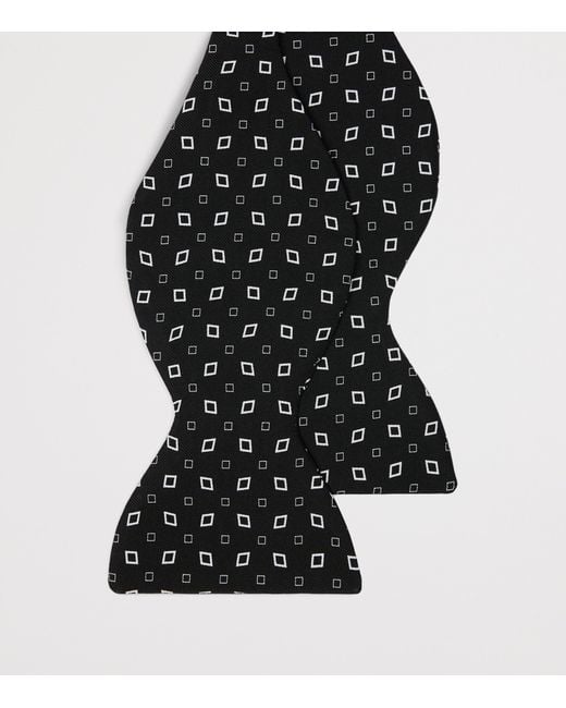 Dunhill Black Mulberry Silk Printed Bow Tie for men