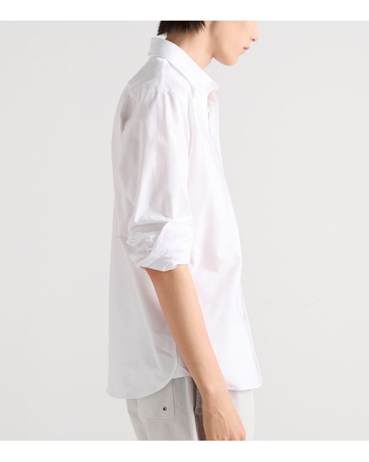 Prada White Cotton Embroidered Crest Shirt for men