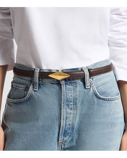 Jimmy Choo Leather Diamond Clasp Belt in White | Lyst display picture 1