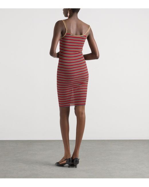 Prada Red Cotton Stripe Midi Dress