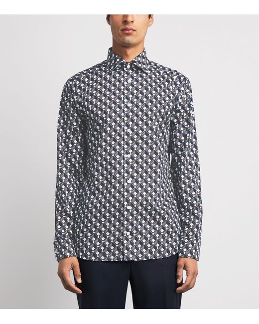Eton of Sweden Blue Geometric Print Shirt for men