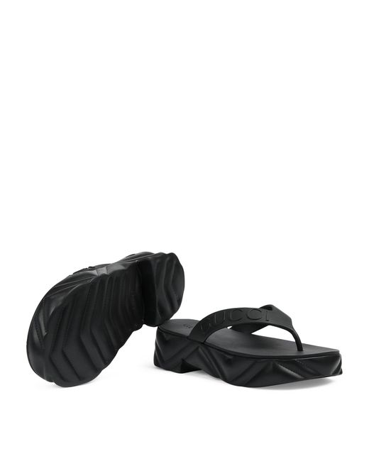 Gucci Black Logo Rubber Platform Sandal