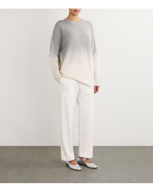 Leset White Cotton Straight Trousers