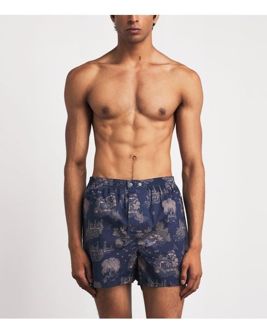 Derek Rose Blue Cotton Boxer Shorts for men
