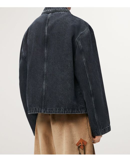 Loewe Blue Leather-Trim Denim Jacket for men