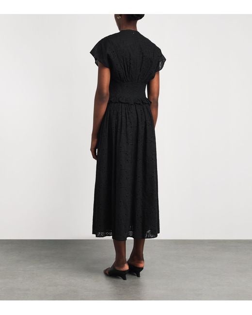 Tory Burch Black Broderie Anglaise Midi Dress