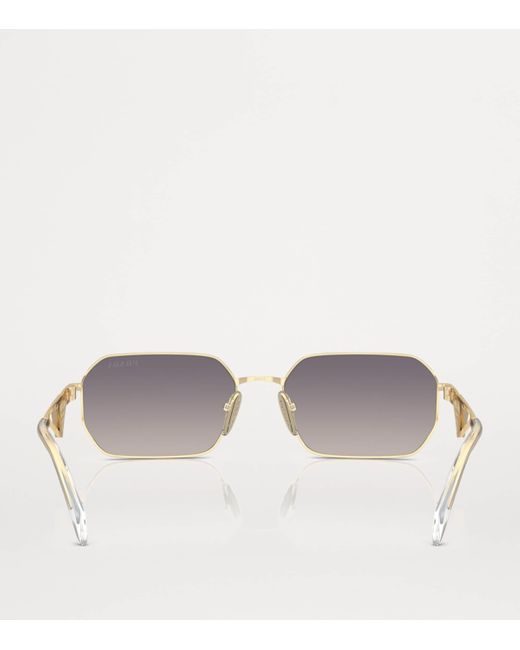 Prada Gray Metal Rectangular Sunglasses