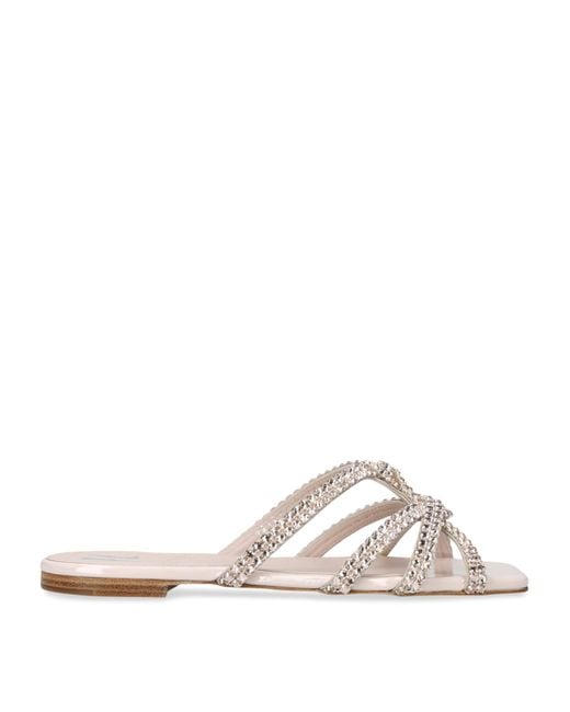 Gina White Crystal-Embellished Paris Sandals