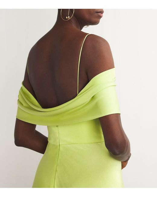 Sandra Mansour Green Draped Luminous Linger Gown