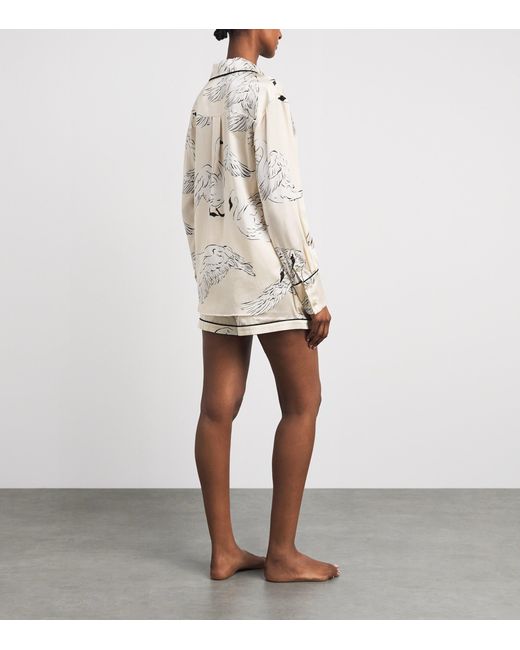 Olivia Von Halle Natural Silk Swans Alba Pyjama Set