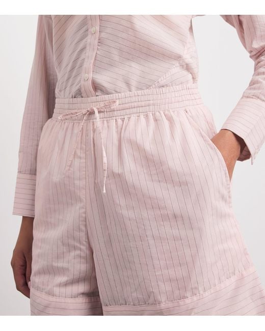 Claudie Pierlot Pink Cotton-Blend Pinstripe Shorts