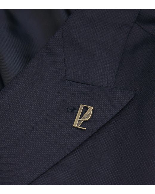 Pal Zileri Blue Wool Double-Breasted Vicenza Blazer for men