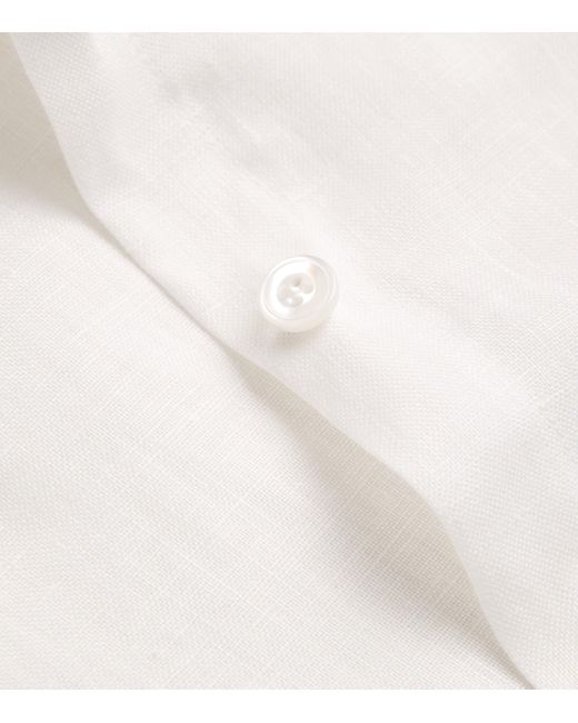 Eleventy White Linen Long-Sleeve Shirt