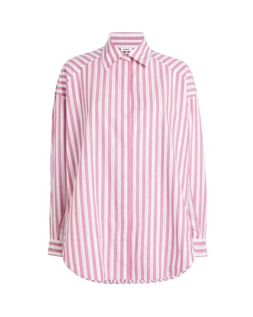 Sandro Pink Embellished Striped Shirt