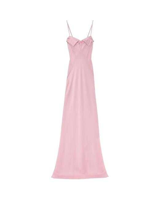 strapless open back dress 2004 Alexander McQueen Lifetime Runway Pink Silk Cut-Out Ruffle Gown