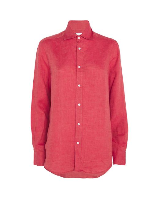With Nothing Underneath Pink Linen The Boyfriend Shirt