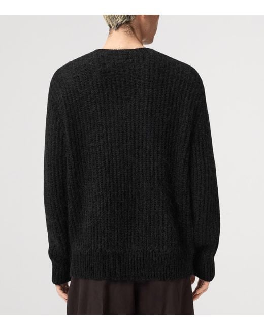 AllSaints Black Embroidered Chainy Sweater for men