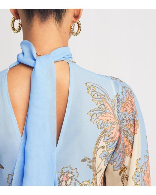 LaDoubleJ Blue Silk Magnifico Midi Dress
