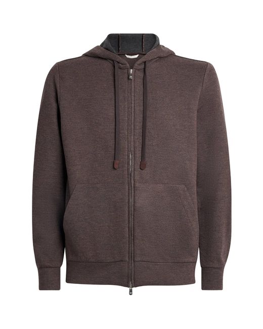 Marco Pescarolo Brown Cashmere-Blend Zip-Up Hoodie for men