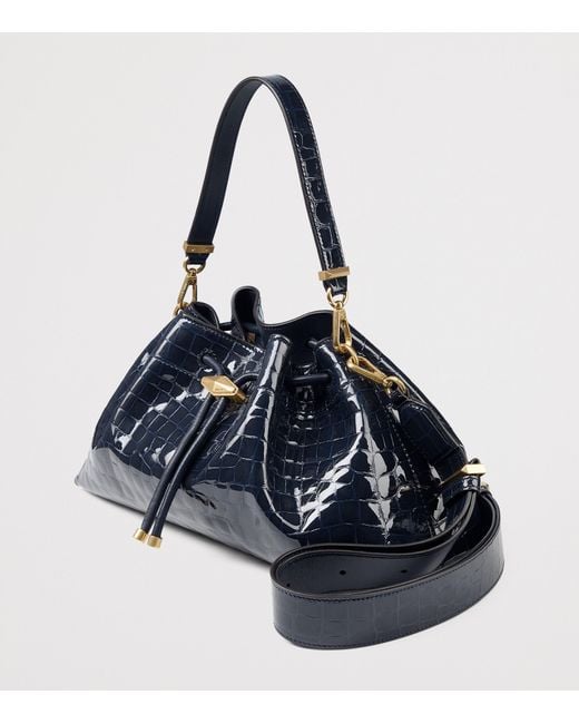 Jimmy Choo Blue Croc-Embossed Bon Bon Shoulder Bag