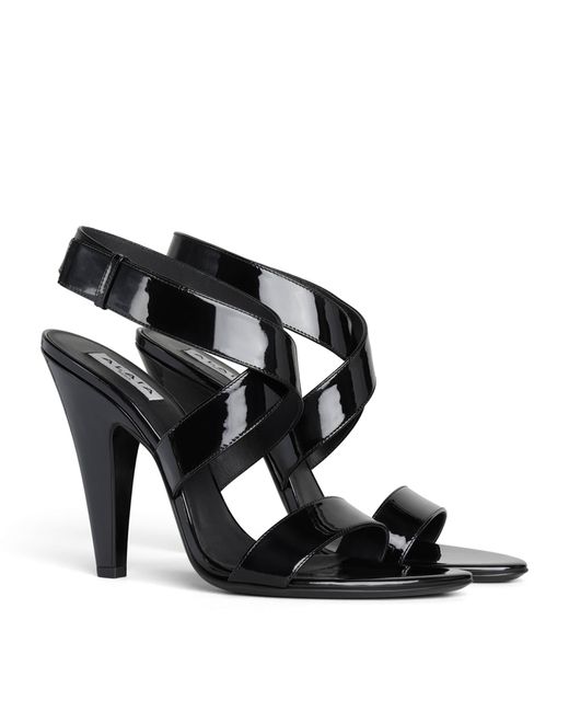 Alaïa Black Patent Leather Cone Sandals 110