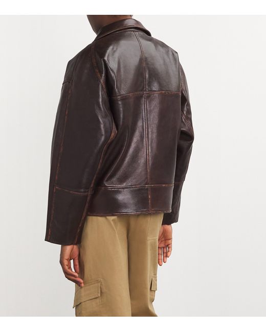 Sandro Black Double-Breasted Leather Jacket