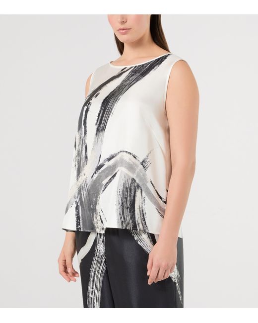 Marina Rinaldi White Silk Printed Blouse