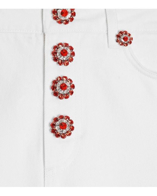 Dolce & Gabbana White Embellished Straight-Leg Jeans