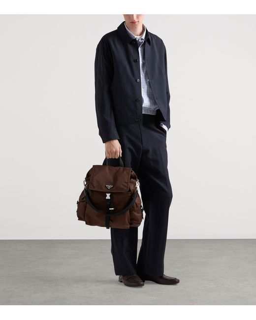 Prada Black Re-Nylon And Leather Explore Backpack for men
