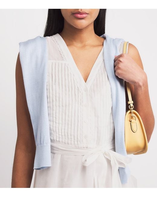 Claudie Pierlot White Cotton-Ramie Belted Midi Dress