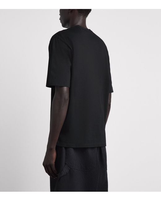 C P Company Black Cotton Embroidered Logo T-Shirt for men