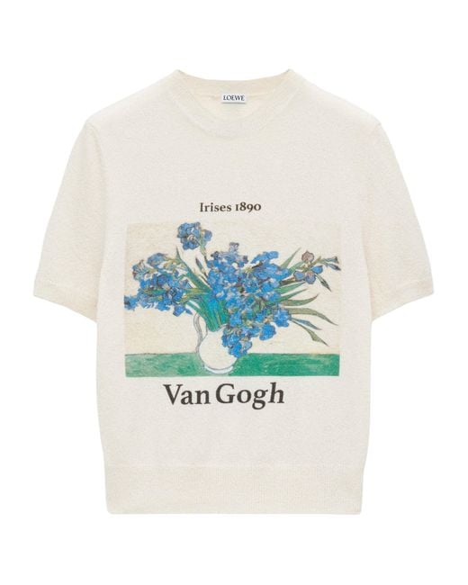Loewe White Van Gogh Print Short-Sleeve Sweater