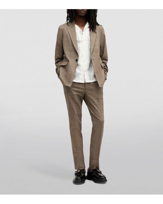 AllSaints Gray Check Maffrett Trousers for men