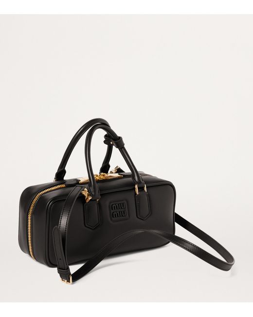 Miu Miu Black Leather Arcadie Top-Handle Bag