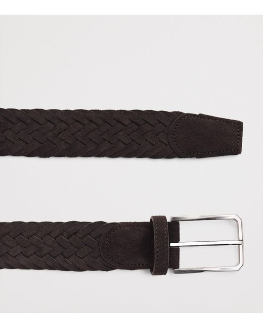 Canali Black Suede Woven Belt for men