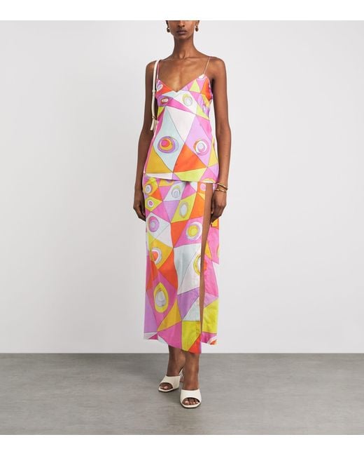 Emilio Pucci Pink Cotton Printed Maxi Pareo