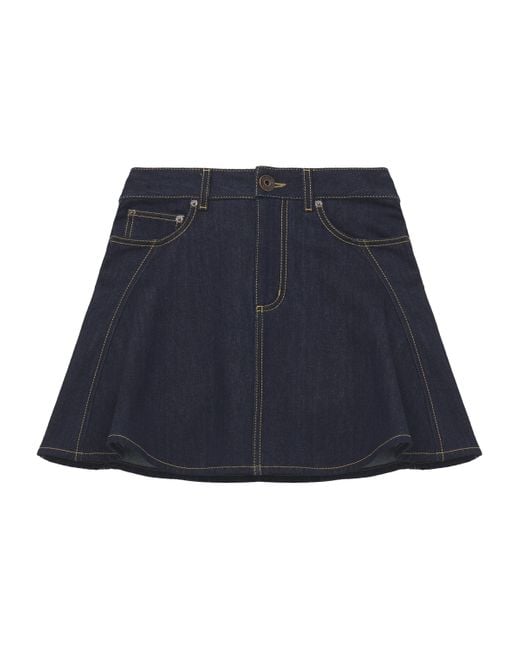 McQueen Blue Flared Denim Mini Skirt