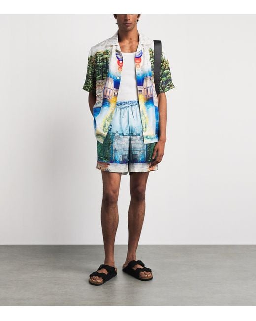 Casablanca Green Silk Trompe L'Oeil Shirt for men