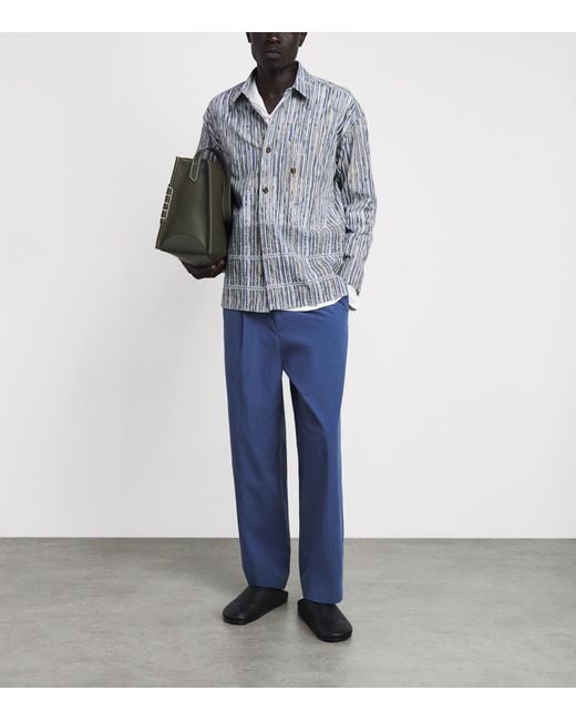 IM MEN Blue Cotton Curviness Shirt for men