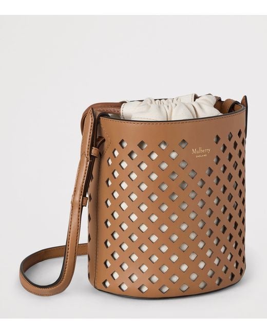 Mulberry Brown Leather Perforated Bucket Bag