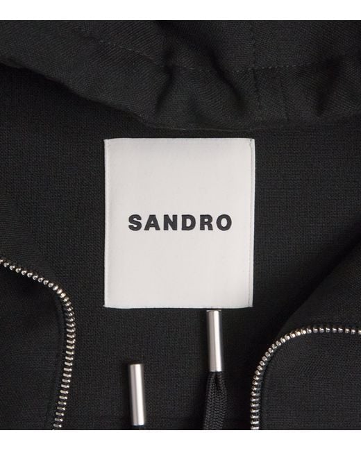 Sandro Black Zip-Up Hoodie for men
