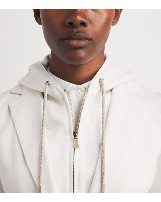 Eleventy White Cotton-Blend Hooded Blazer